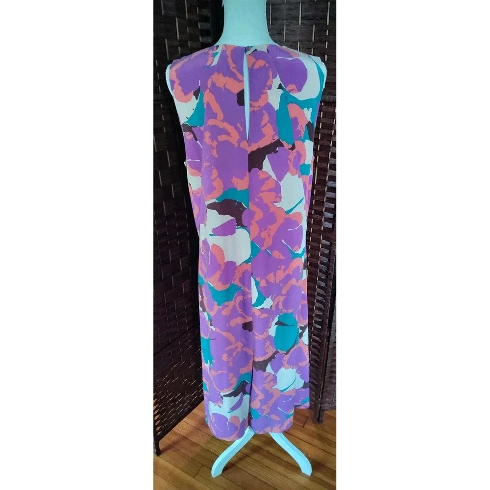 Equipment Femme Floral Silk Midi Dress Large Alice Sleeveless Abstract Colorful - Picture 8 of 14